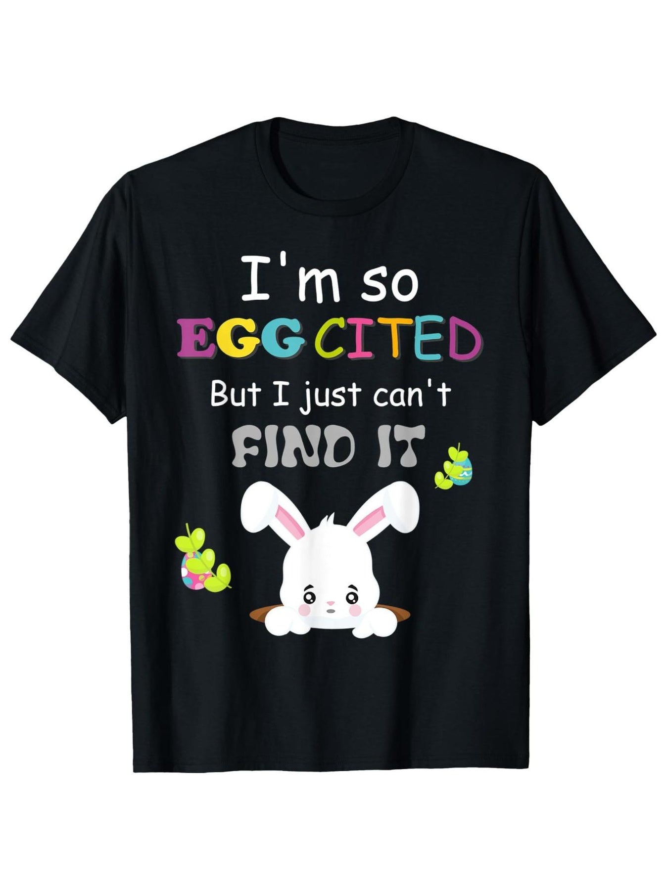 Men'S Funny Easter T-Shirt Soft 180Gsm Breathable Tee with I'M So Egg-Cited Bunny Graphic Black Shirt for Easter Egg Hunt Casual Casual Attire Perfect Gift for Men Women Teens -Un.Men'S Black Short-Sleeved, Loose-Fitting, Breathable T-Shirt
