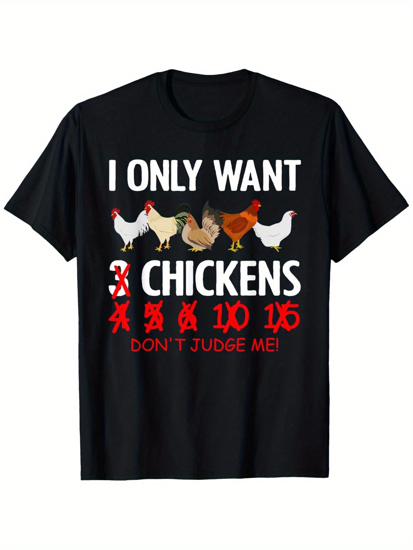 Playful Farm Vibes T-Shirt (Humorous Chicken Design) – Black Short-Sleeve Crew Neck Summer Style, Fun Essential, Relaxed Fit | Chickens Galore T-Shirt | Comfortable Fit