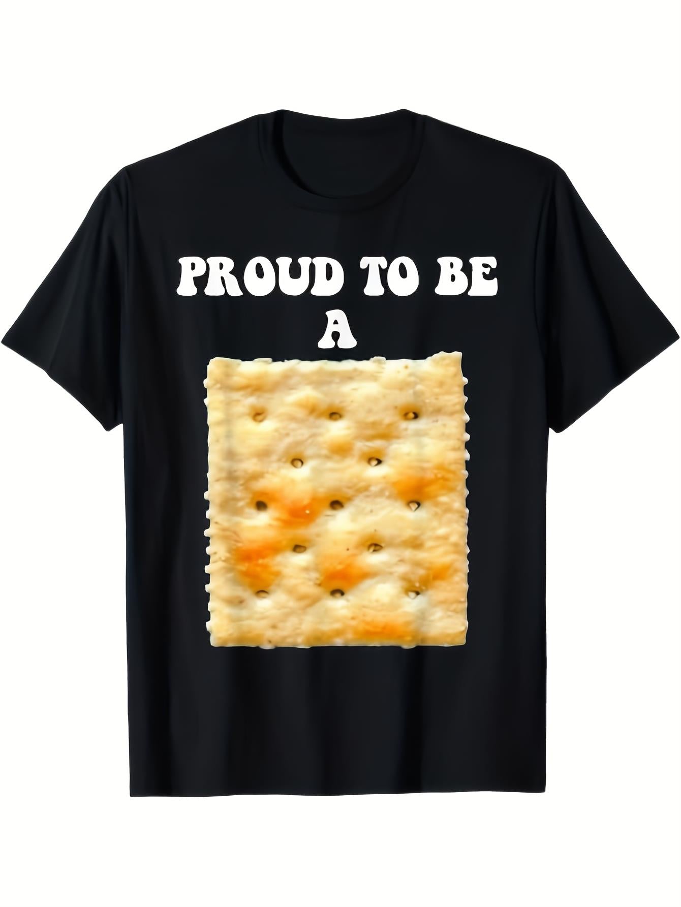 Funny "Proud to Be a Cracker" T-Shirt - 100% Cotton Humorous Crew Neck Short Sleeve Tee Suitable for Halloween, Christmas Gifts, Casual Wear, Year-Round Fit for Boyfriend, Girlfriend, Family Apparel - Machine Washable