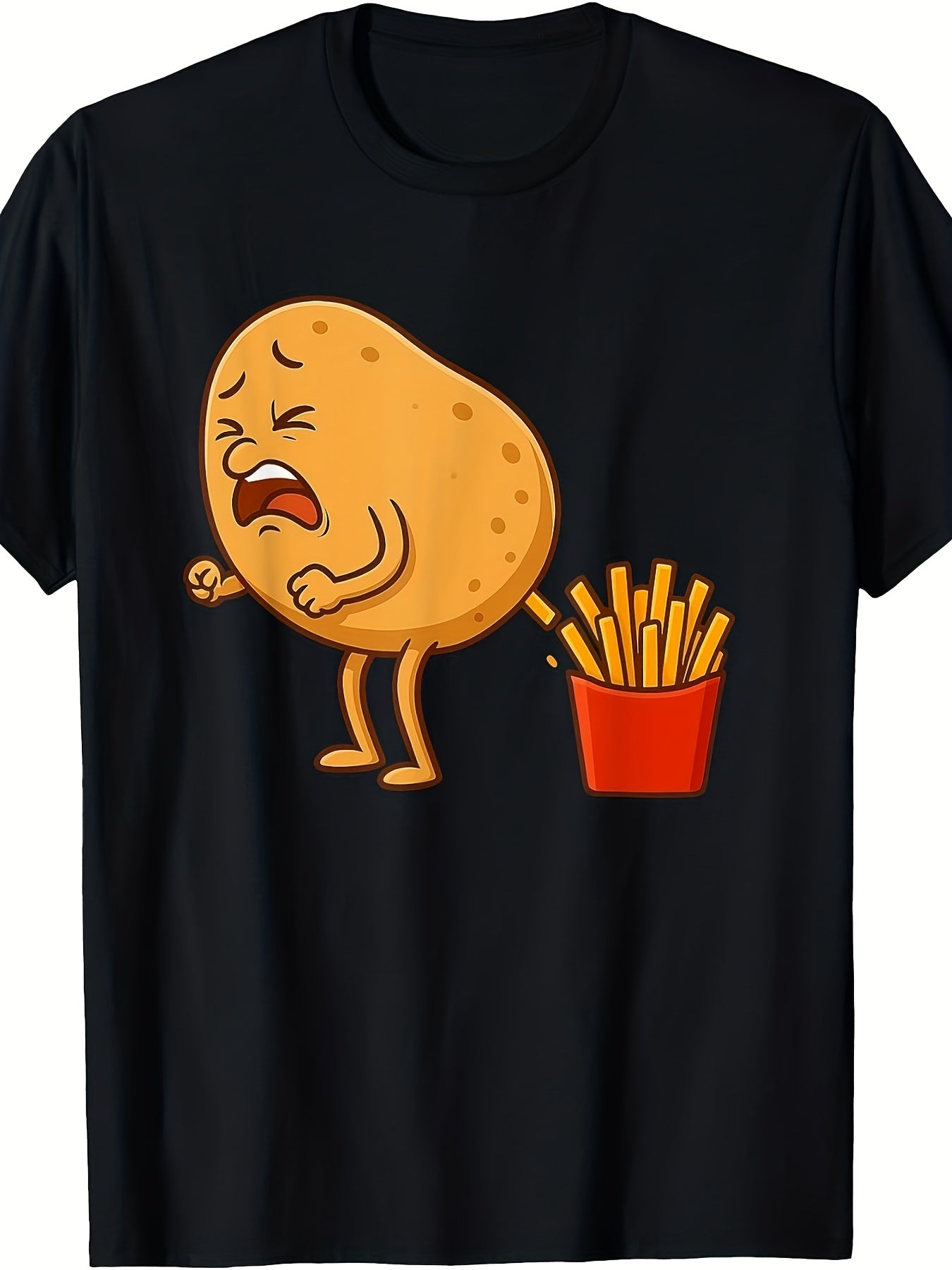 Potato-Themed T-Shirt Suitable for Food Lovers - Retro Crew Neck Casual Tee with Potato Graphics, Machine Washable Shirt for Casual Attire, Travel & Potato Parties - Humorous Gift for, Potato Apparel