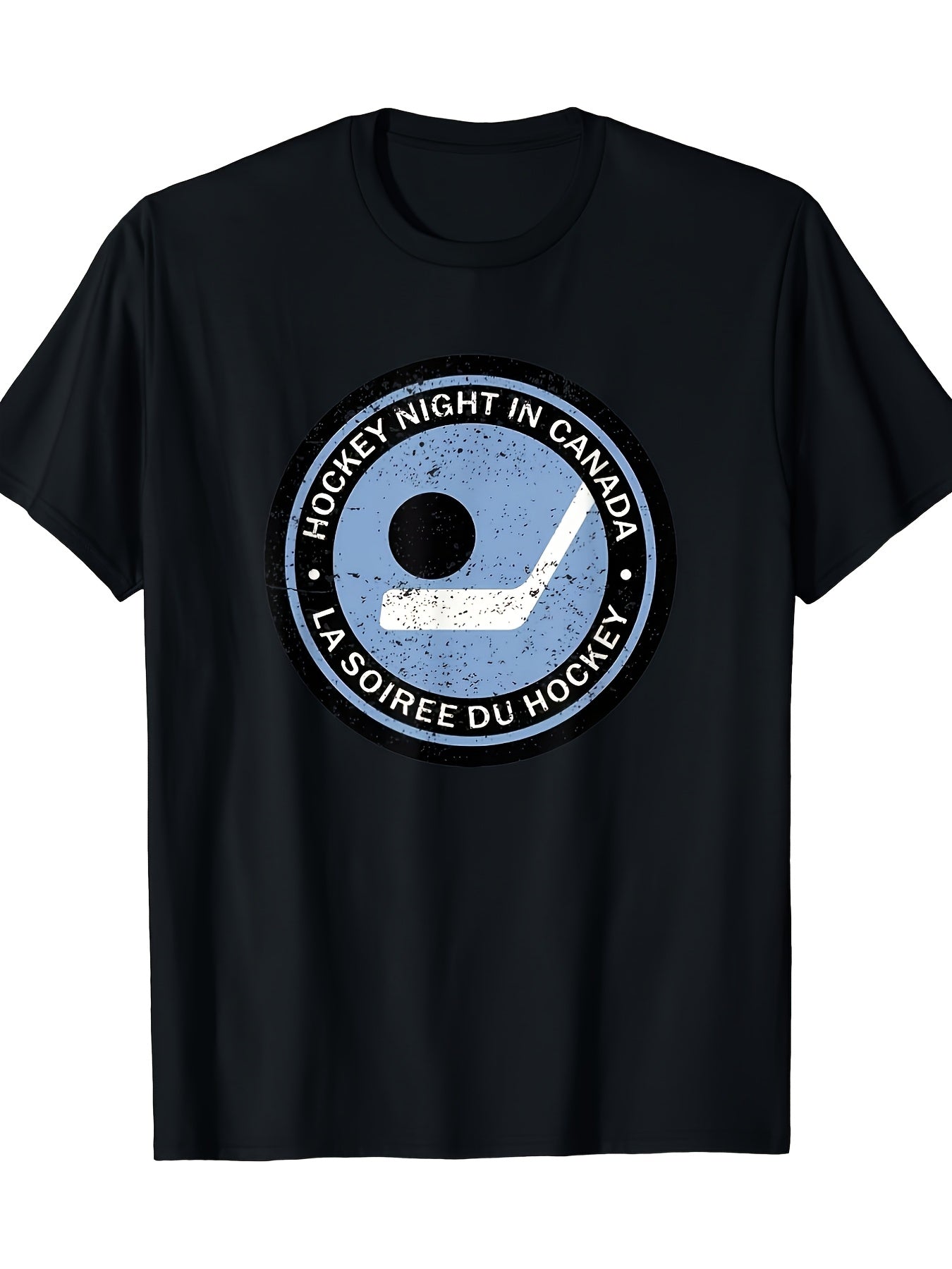 Hockey Night in Canada T-Shirt Retro Hockey Print Crew Neck Tee - 180g Regular Fit Casual Shirt Suitable for Sports Fans, Year-Round Wear & Iconic Canadian TV Show Apparel