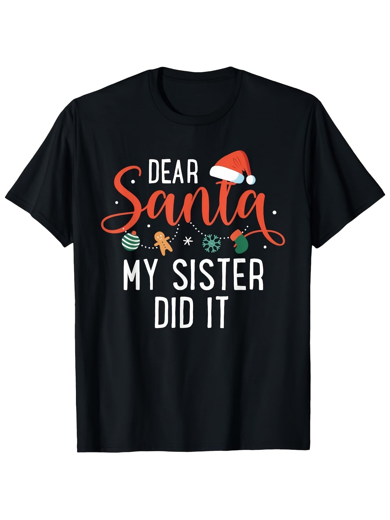 Men'S Funny Christmas Sibling T-Shirt Dear Santa My, Valentine'S Day, Christmas, Father'S Day Gifts Christmas Outfits Design, Relaxed Fit for Holiday Celebrations