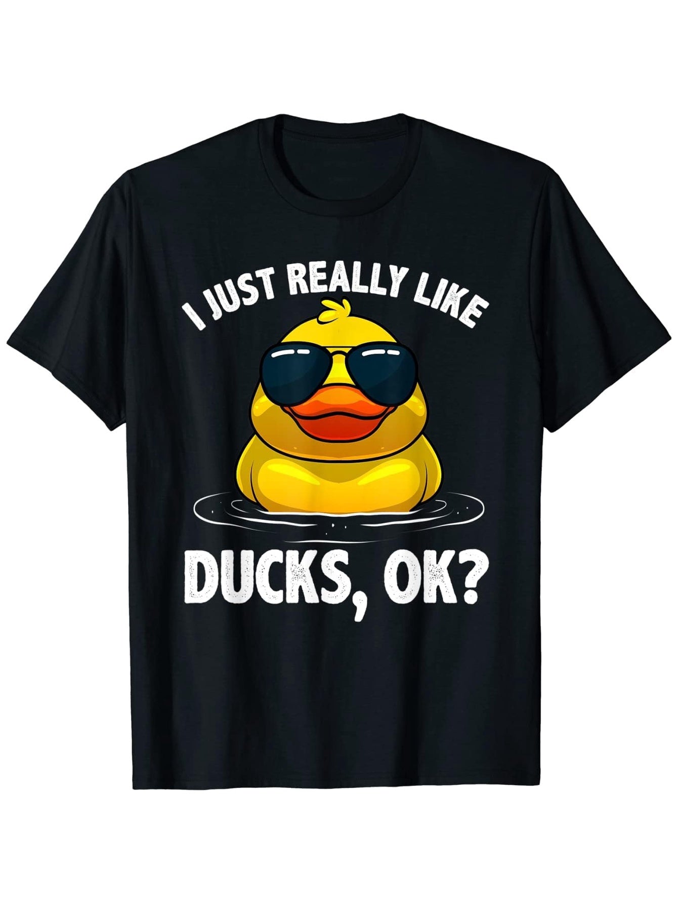 Quirky Duck Lover's Unisex Graphic T-Shirt – Fun Black Short-Sleeve Crew Neck, Summer Essential, Relaxed Fit | I Just Really Like Ducks Print | Comfortable and Stylish Casual Wear